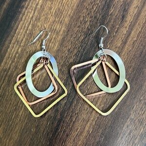 Funky Tri-Color Dangle Earrings